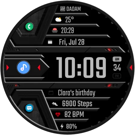 DADAM62 Smart Digi — Smart Digi Wear OS watch face