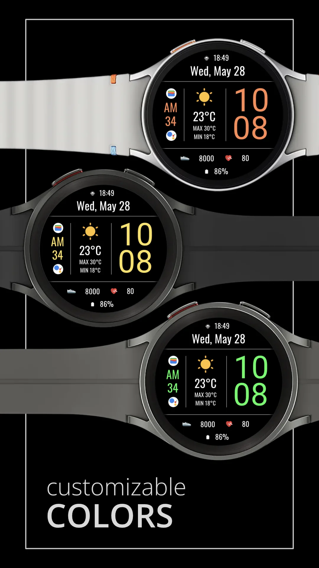 DADAM105 Weather — Weather Wear OS watch face — screenshot 2