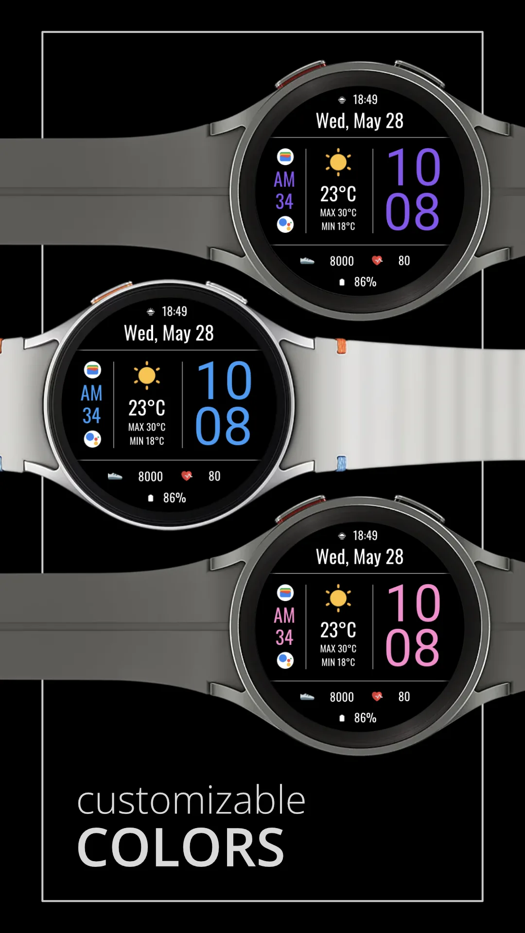 DADAM105 Weather — Weather Wear OS watch face — screenshot 3