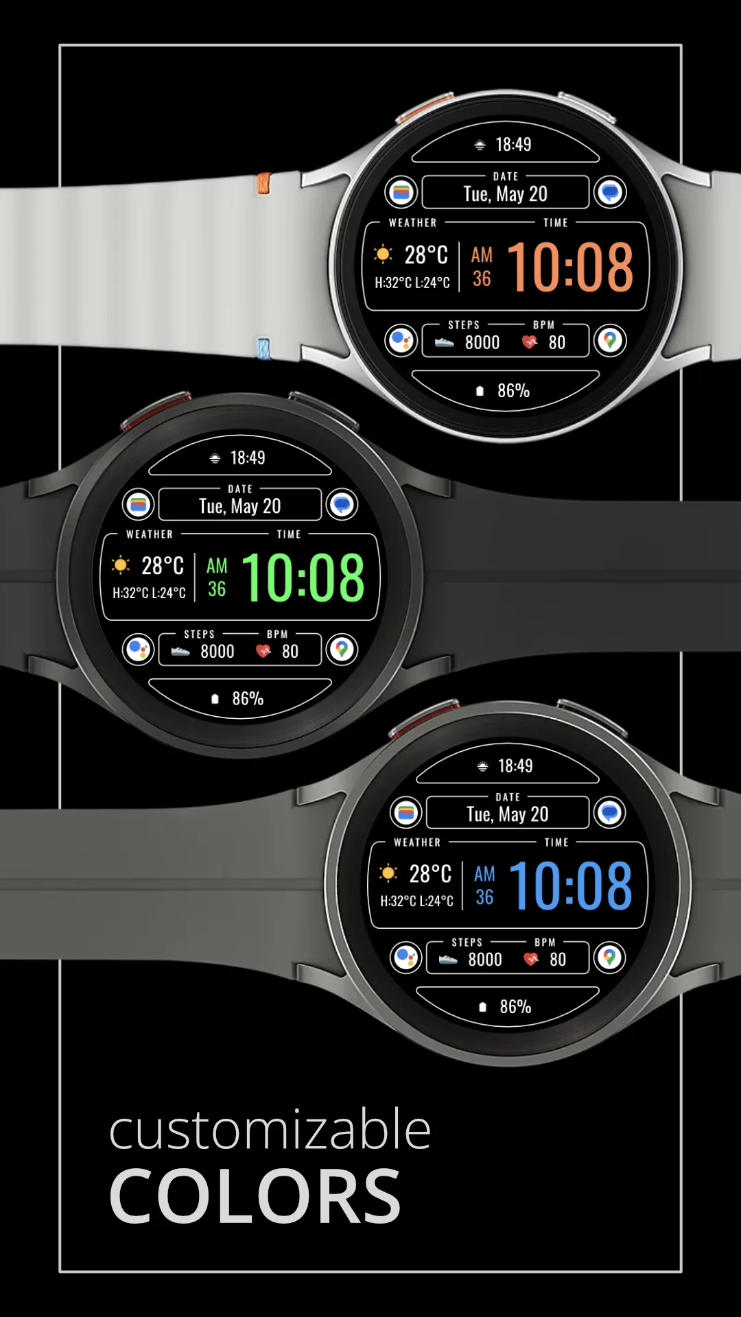 DADAM106 Weather — Weather Wear OS watch face — screenshot 2