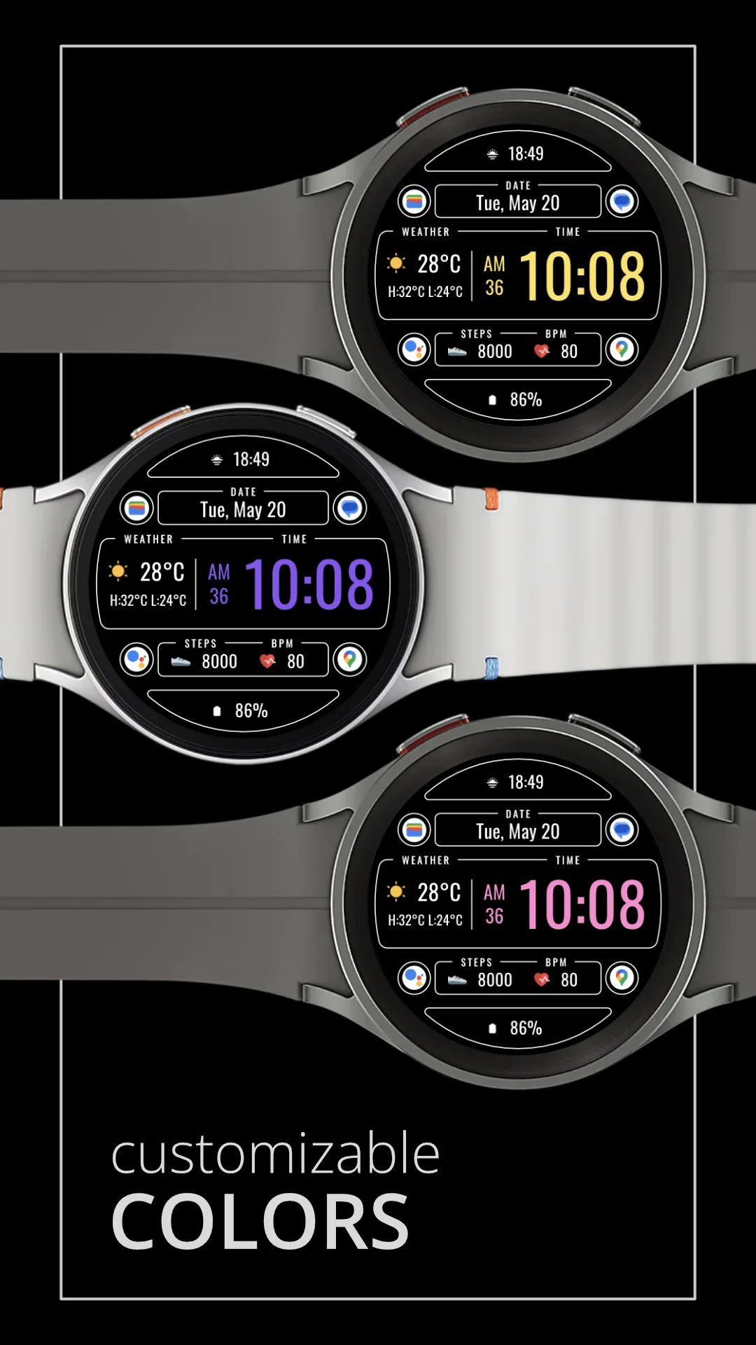 DADAM106 Weather — Weather Wear OS watch face — screenshot 3