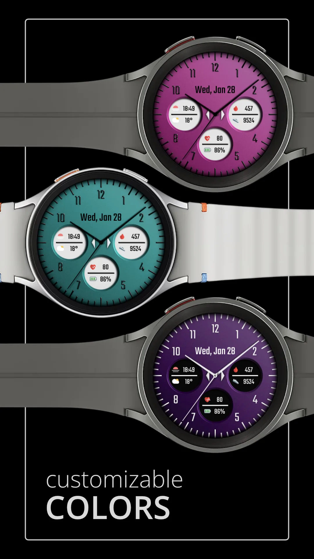 DADAM118 Analog — Analog Wear OS watch face — screenshot 3