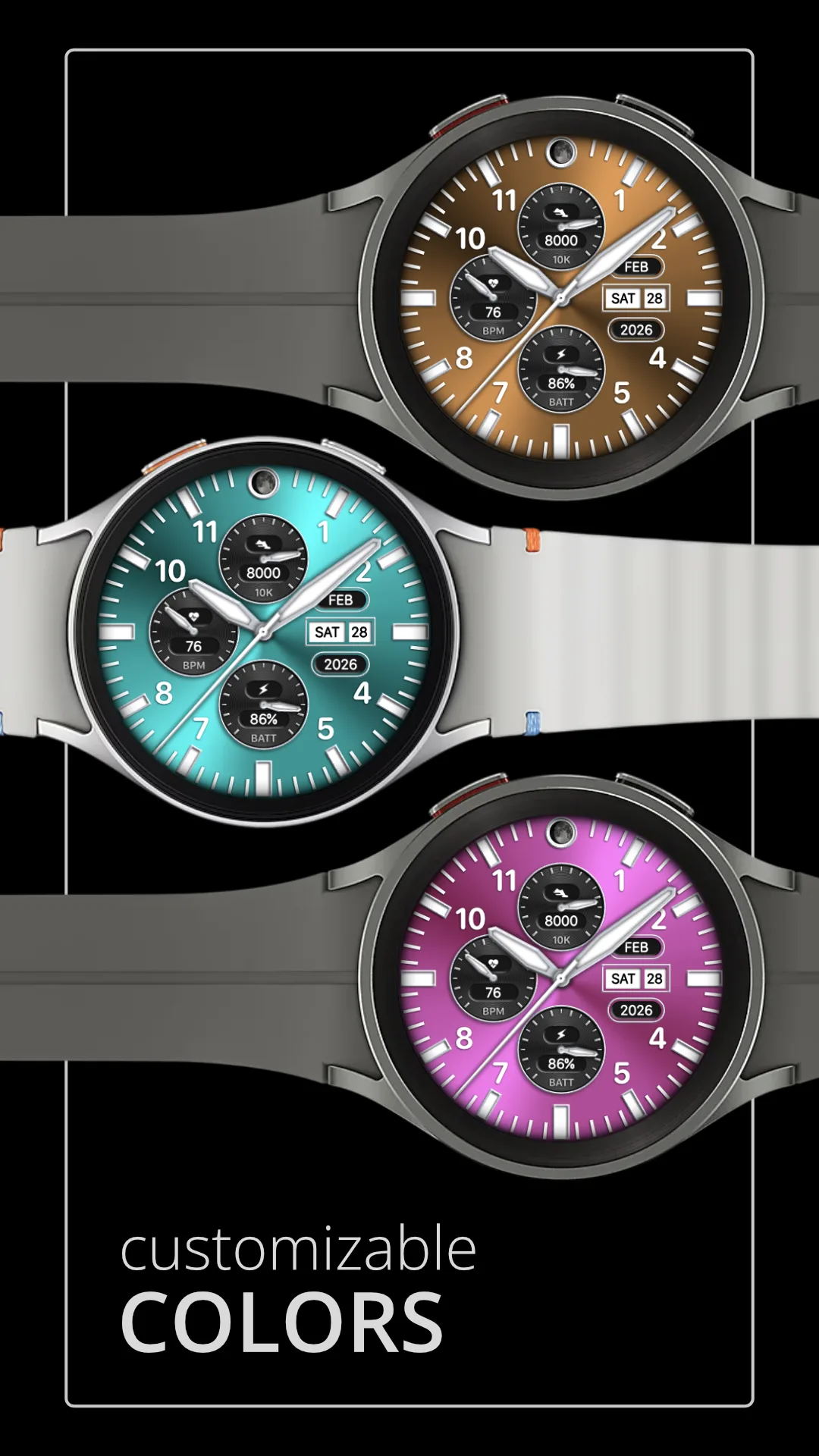 DADAM122 Analog — Analog Wear OS watch face — screenshot 3