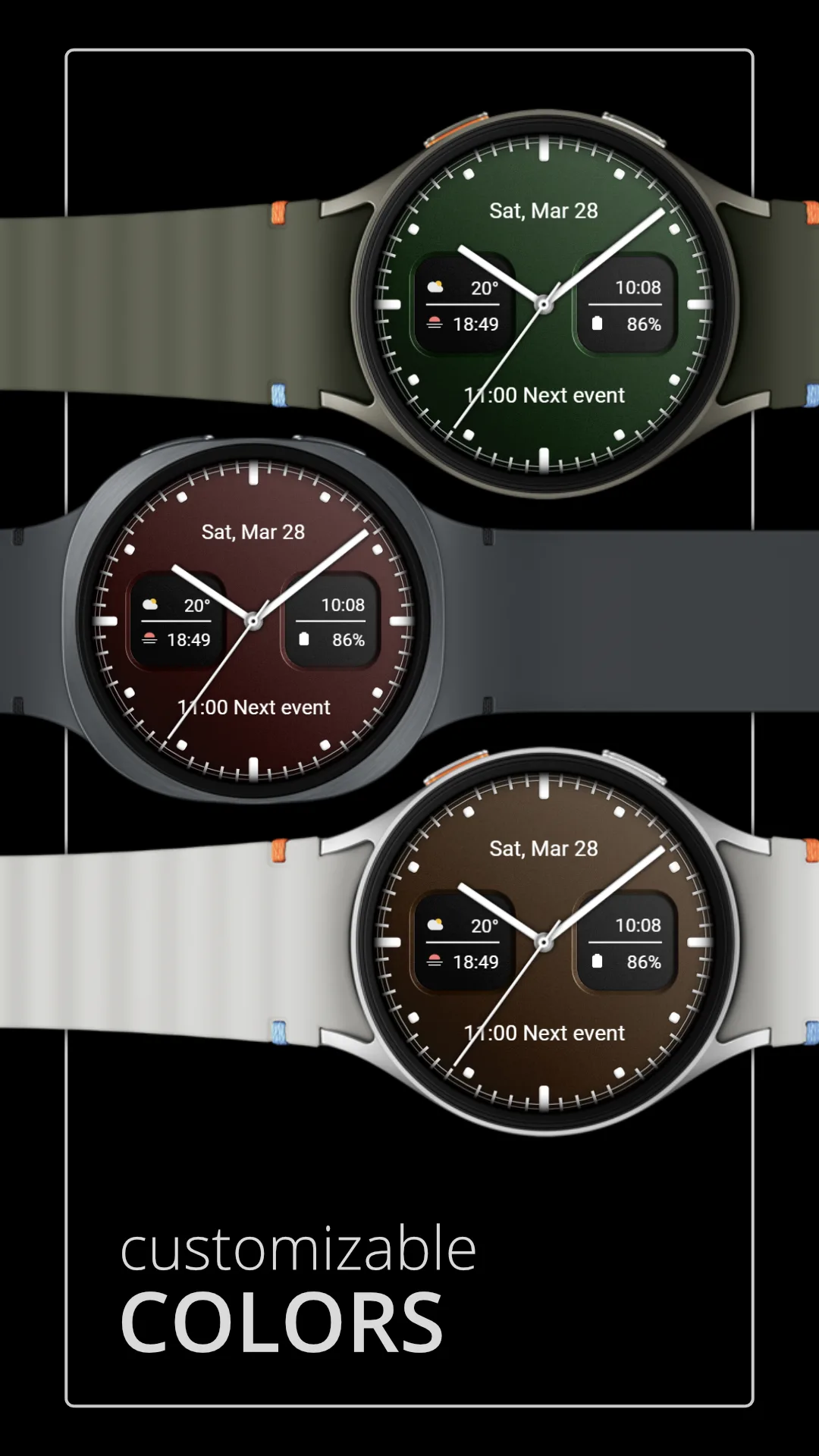 DADAM128 Analog — Analog Wear OS watch face — screenshot 2