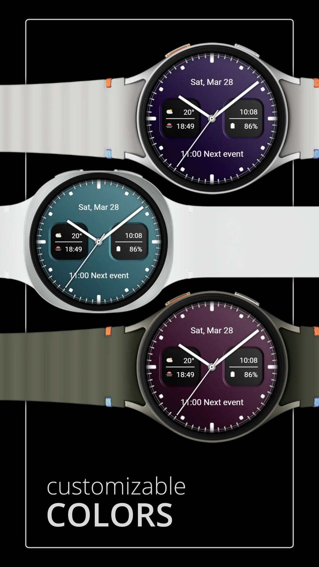 DADAM128 Analog — Analog Wear OS watch face — screenshot 3