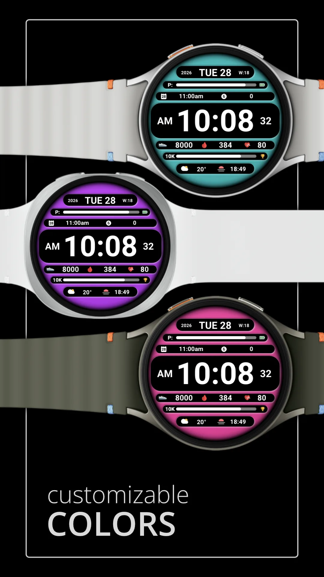 DADAM129 Digital — Digital Wear OS watch face — screenshot 3