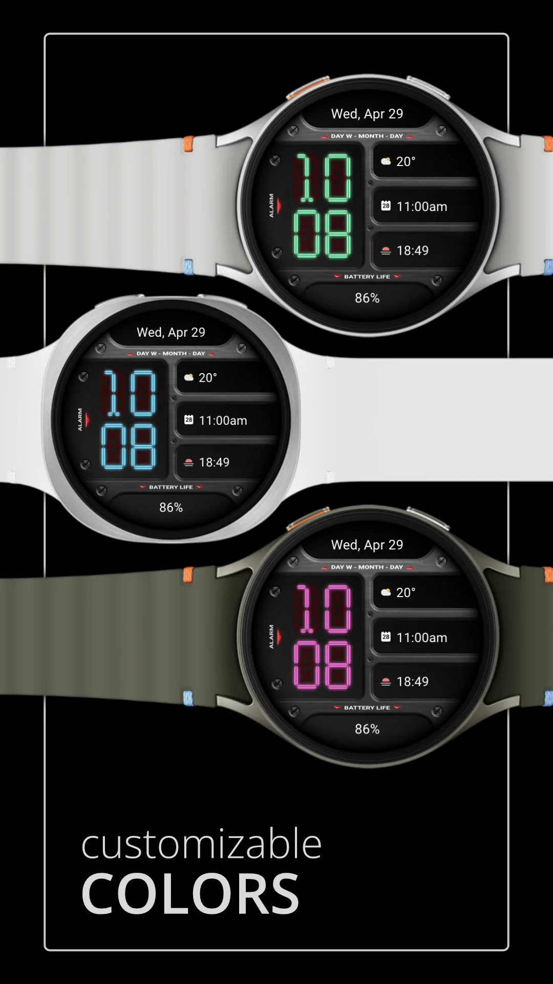 DADAM130 Digital — Digital Wear OS watch face — screenshot 3