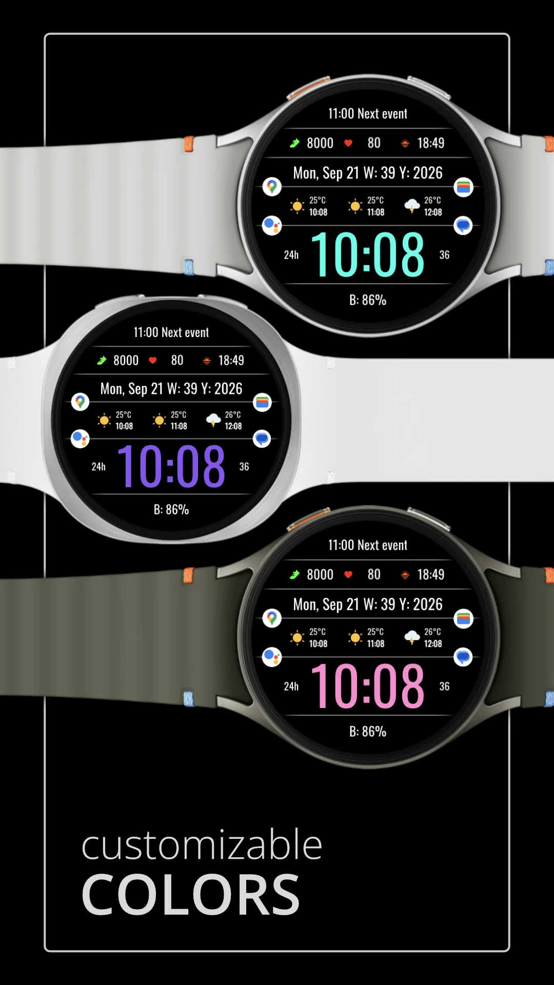 DA138 Digital — Digital Wear OS watch face — screenshot 3