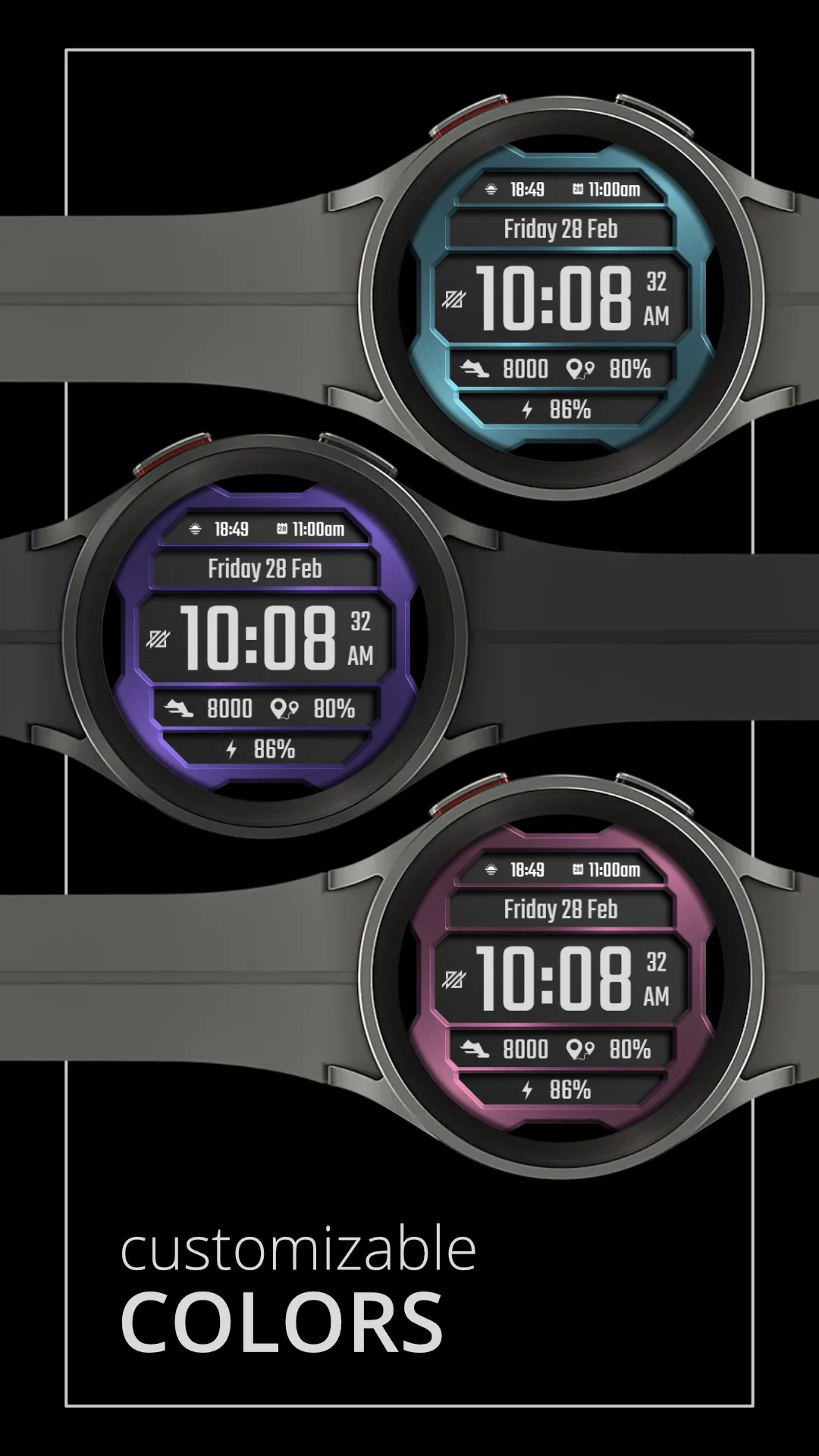 DADAM37 Modern — Modern Wear OS watch face — screenshot 3