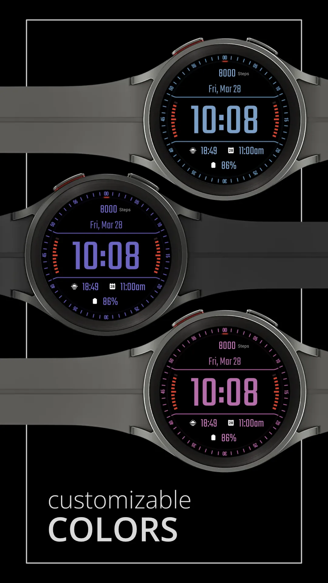 DADAM45 Digital — Digital Wear OS watch face — screenshot 3