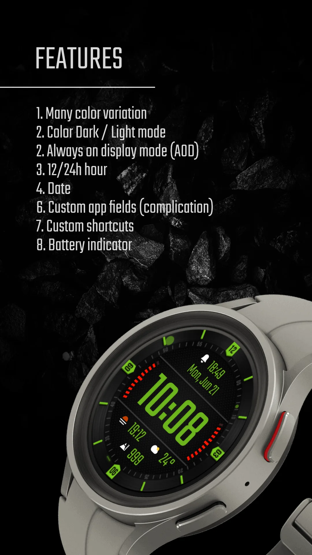 DADAM46 Hybrid — Hybrid Wear OS watch face — screenshot 3
