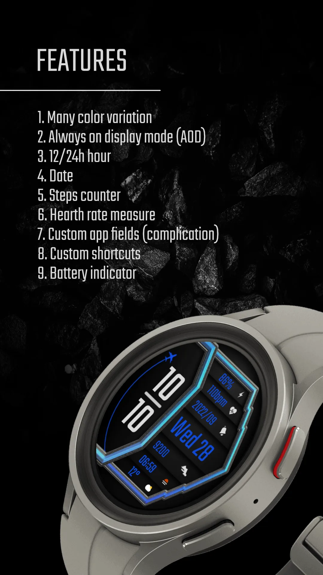 DADAM48 Animated — Animated Wear OS watch face — screenshot 3