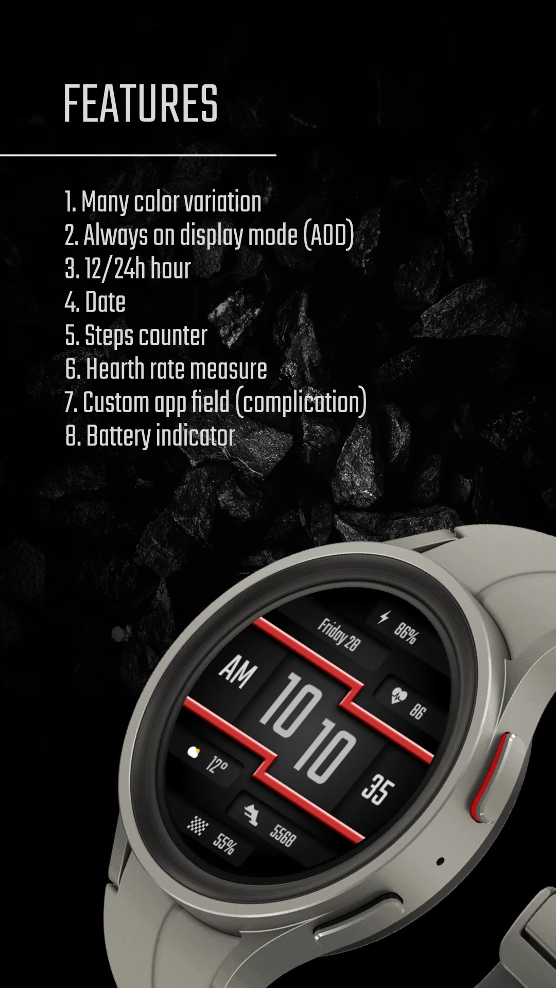 DADAM49 Minimal — Minimal Wear OS watch face — screenshot 3