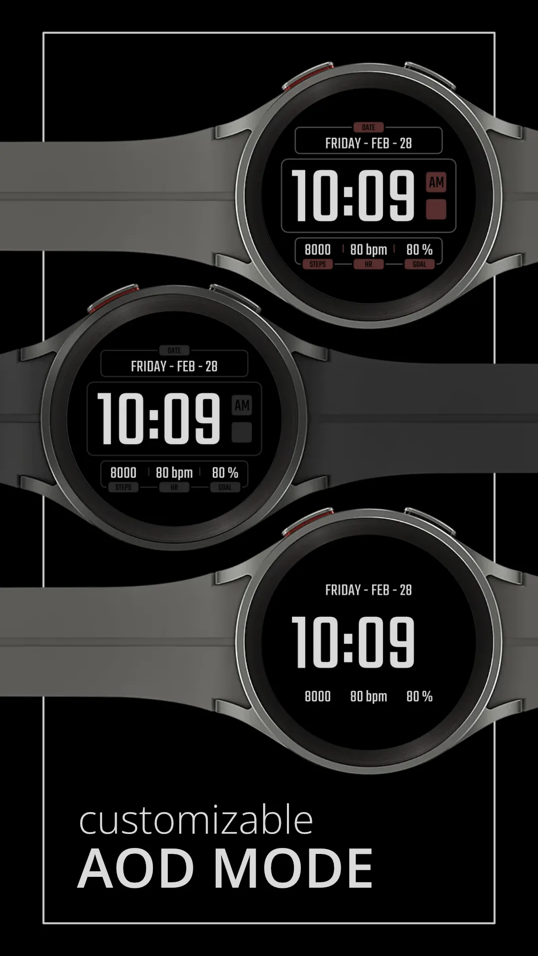 DADAM50 Amoled — Amoled Wear OS watch face — screenshot 4