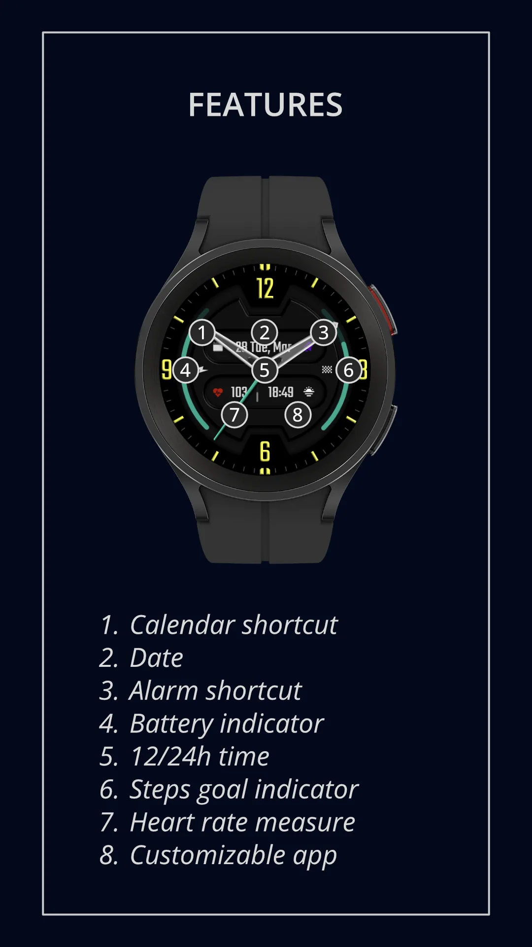 DADAM54 Modern — Modern Wear OS watch face — screenshot 4