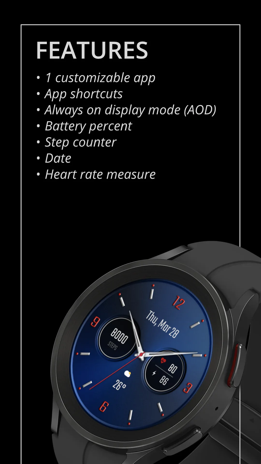 DADAM58B Classic — Classic Wear OS watch face — screenshot 2