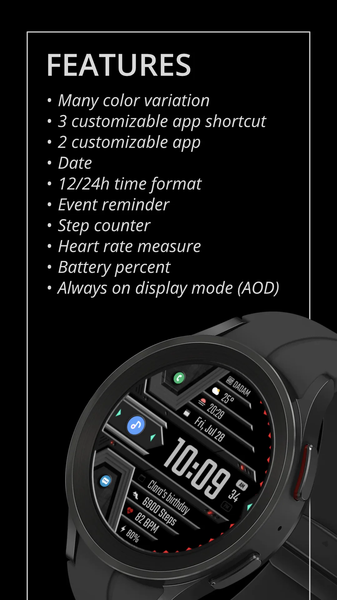DADAM62 Smart Digi — Smart Digi Wear OS watch face — screenshot 2