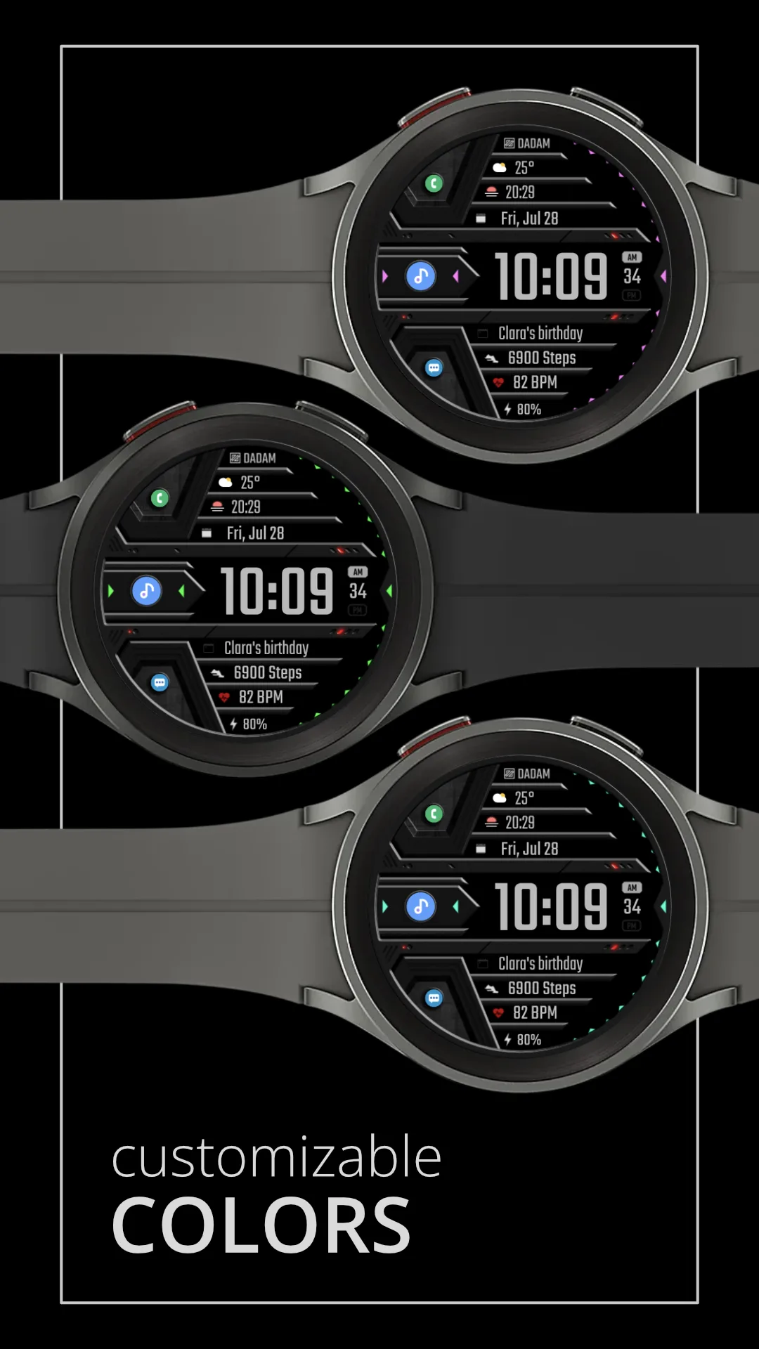DADAM62 Smart Digi — Smart Digi Wear OS watch face — screenshot 3