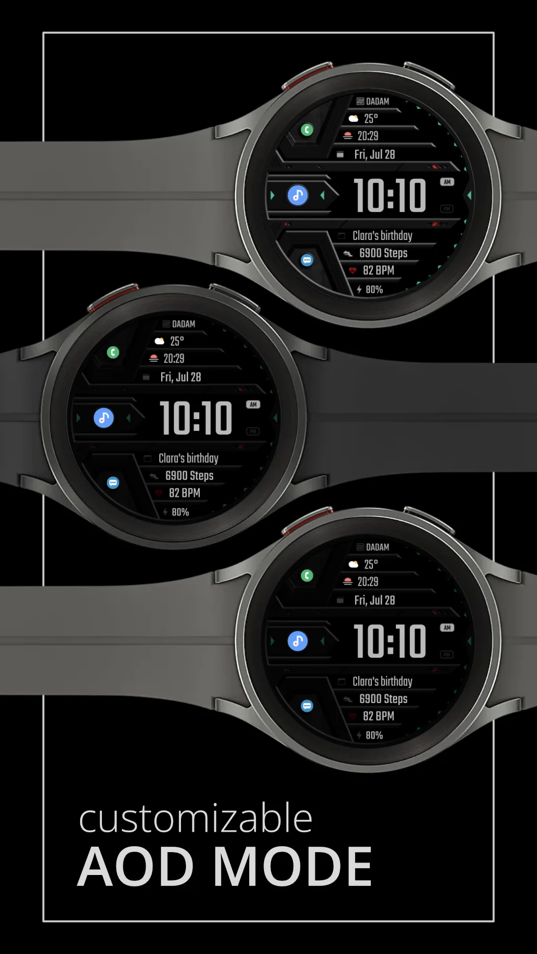 DADAM62 Smart Digi — Smart Digi Wear OS watch face — screenshot 4