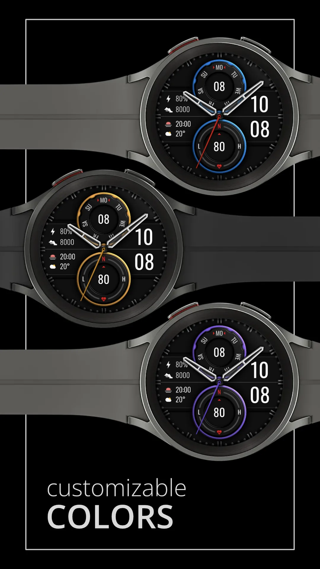 DADAM64 Hybrid — Hybrid Wear OS watch face — screenshot 3