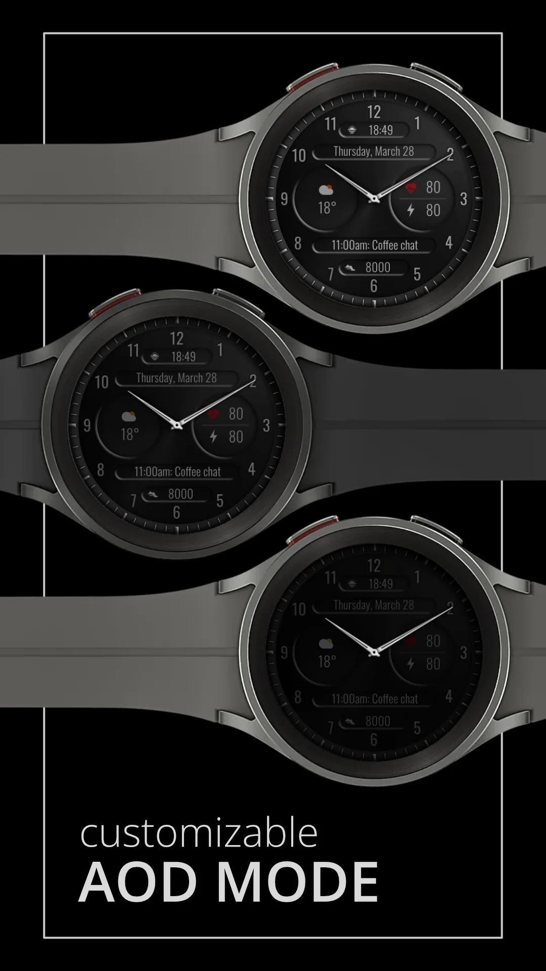 DADAM70 Custom Analog — Custom Analog Wear OS watch face — screenshot 4