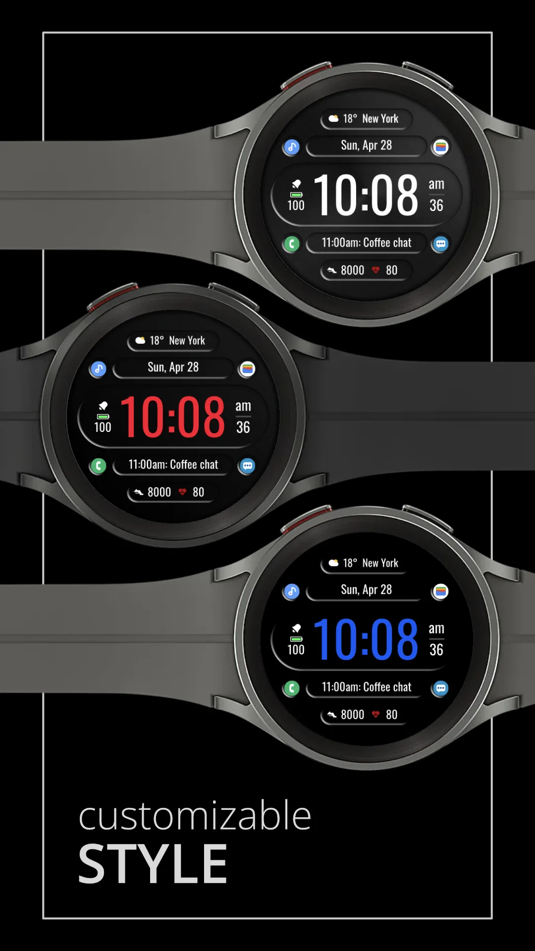 DADAM72 Digital — Digital Wear OS watch face — screenshot 4