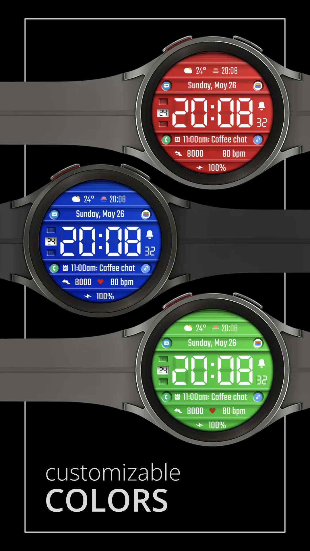 DADAM75 Digital — Digital Wear OS watch face — screenshot 4
