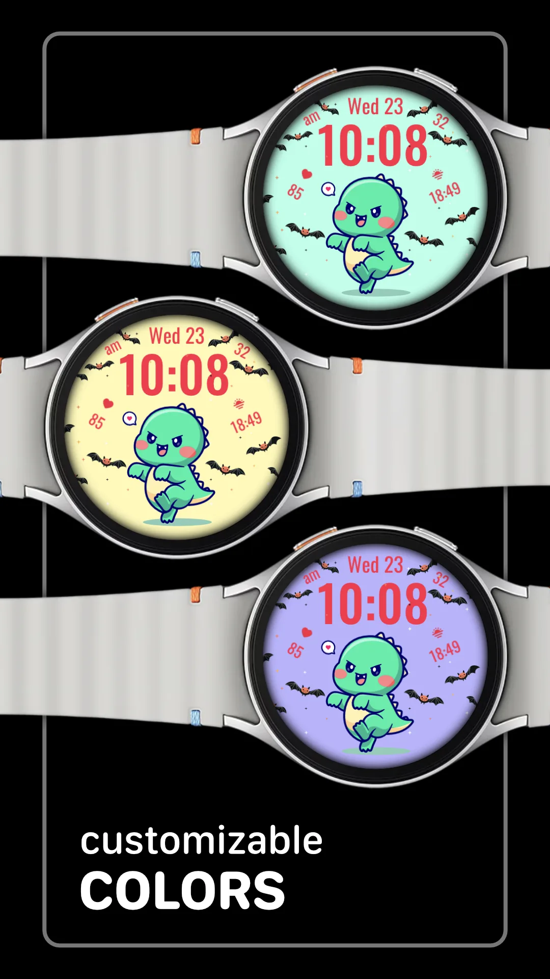 LUNA3 Dino — Dino Wear OS watch face — screenshot 2
